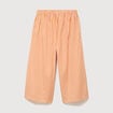 Pantalon large taille haute 3/4 en coton orange abricot femme