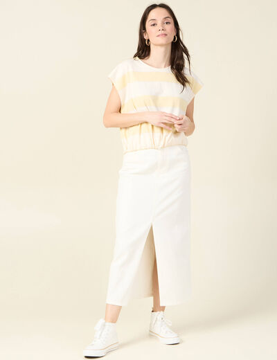 T-shirt manches courtes jaune clair femme