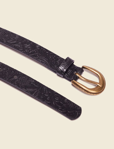 Ceinture embossée noir femme