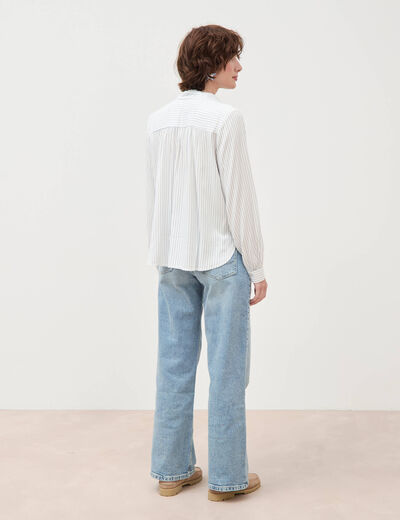 Blouse manches longues bleu femme