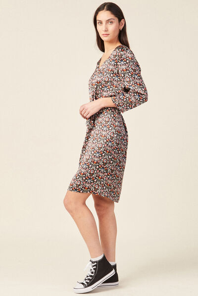 Robe droite à coulisse noir femme
