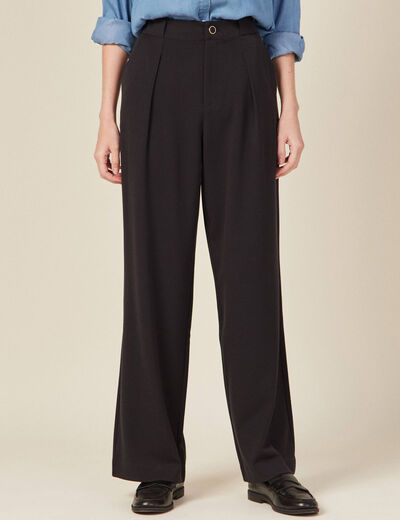 Pantalon large fluide noir femme