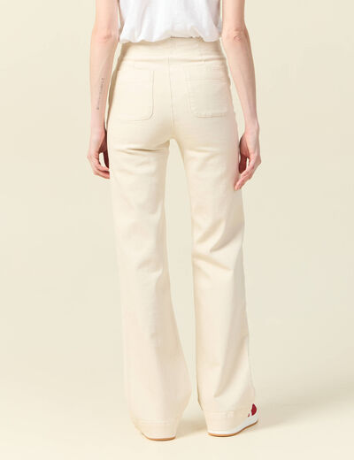 Jeans flare à pont denim blanc femme