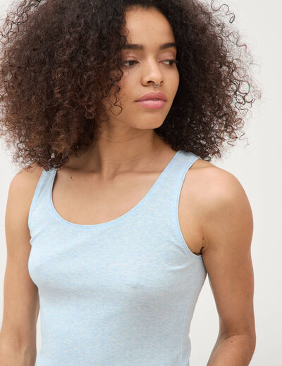 D&eacute;bardeur cintr&eacute; d&eacute;collet&eacute; sans manches bleu ciel femme