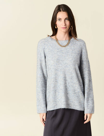 Pull manches longues bleu ciel femme