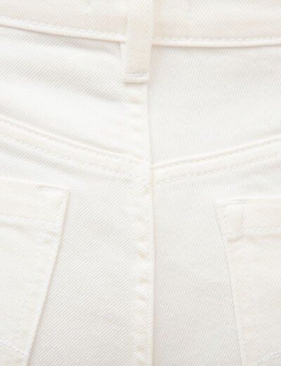 Jeans large taille haute denim blanc femme