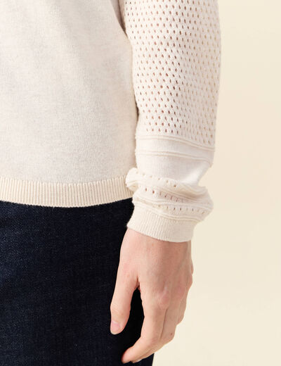 Gilet manches longues boutonné creme femme