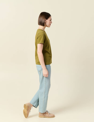 T-shirt manches courtes vert kaki femme
