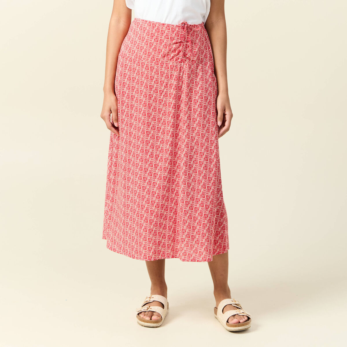 Jupe longue portefeuille rouge femme