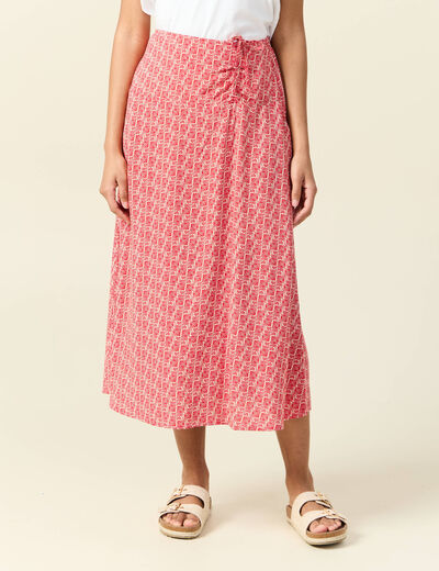 Jupe longue portefeuille rouge femme