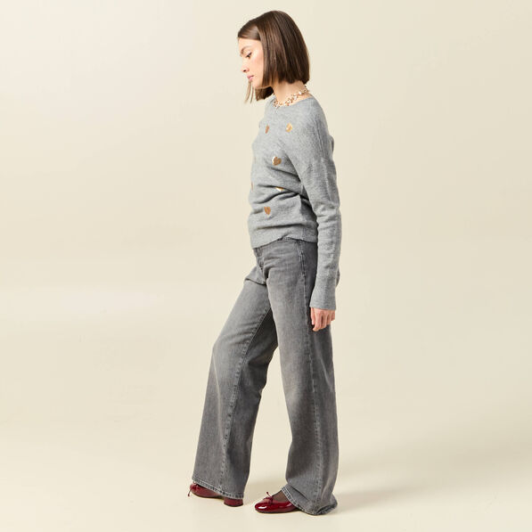 pull manches longues sequins gris clair femme Pull manches longues sequins gris clair femme