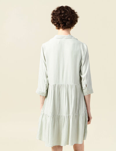 Robe patineuse boutonnée vert olive femme