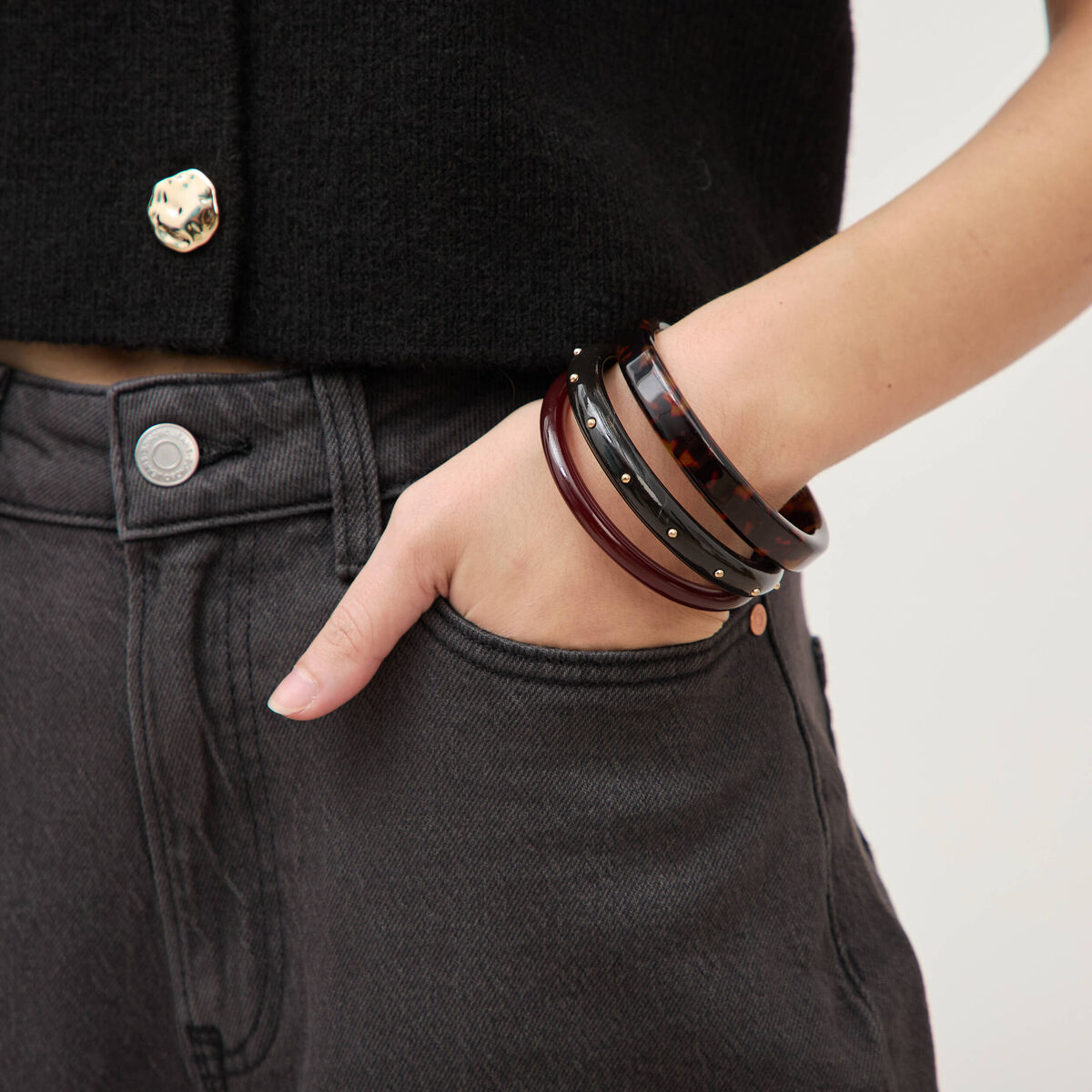 Lot de 3 bracelets marron femme