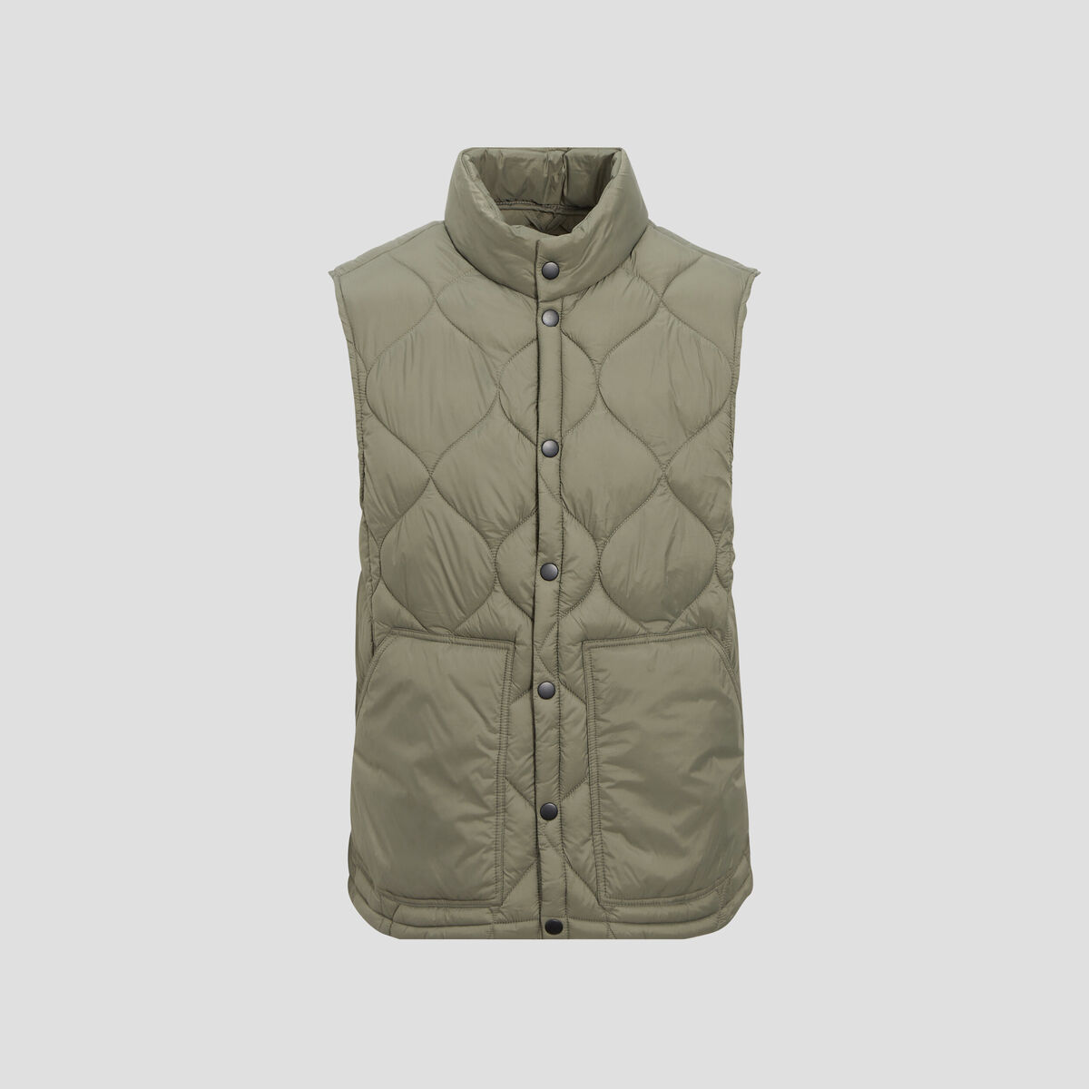 Doudoune droite sans manches vert kaki homme
