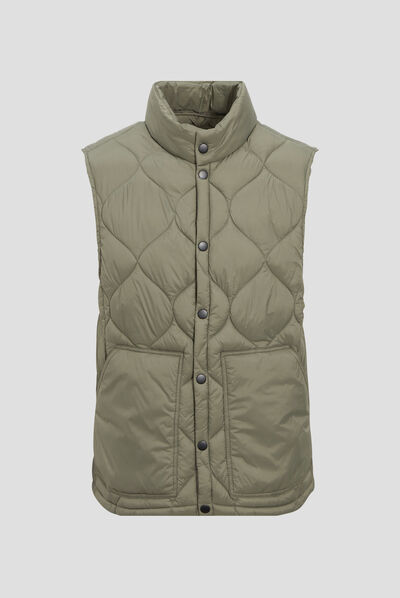 Doudoune droite sans manches vert kaki homme