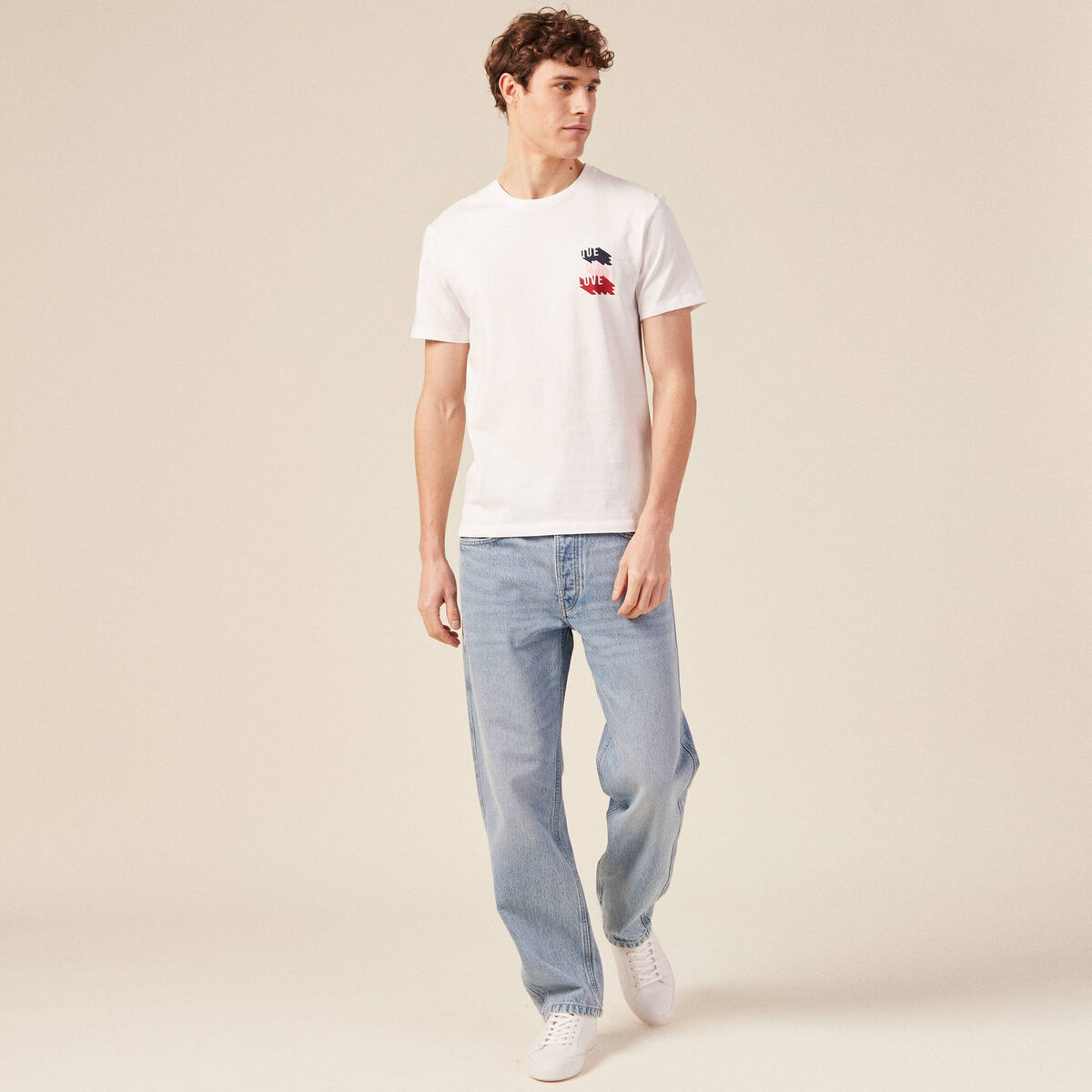 T-shirt manches courtes ecru homme