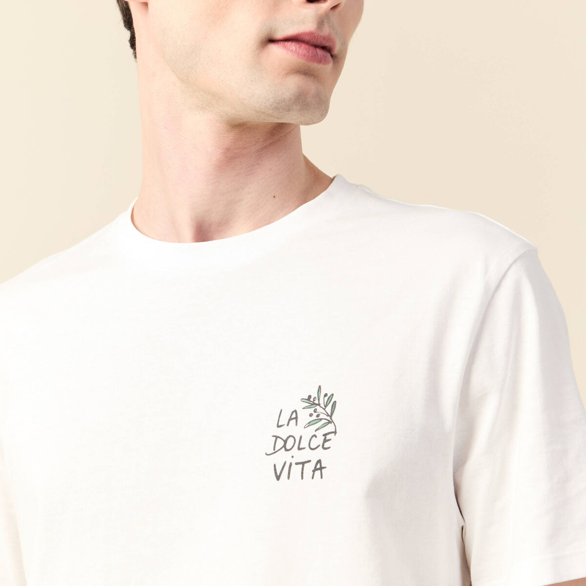 T-shirt manches courtes ecru homme