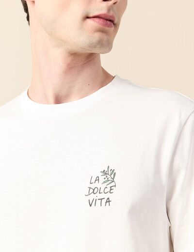 T-shirt manches courtes ecru homme
