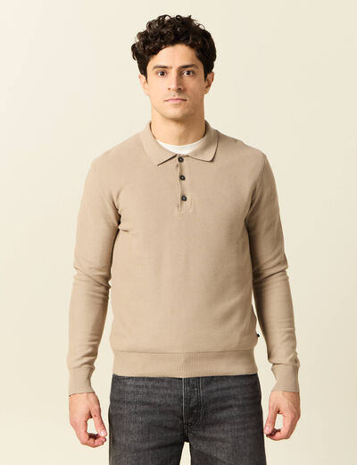 Polo manches longues gris homme
