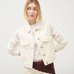 Blouson oversize manches longues denim blanc femme