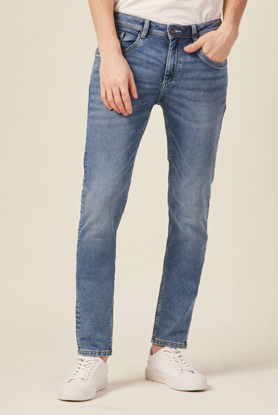 Jeans homme slim effet used denim double stone homme