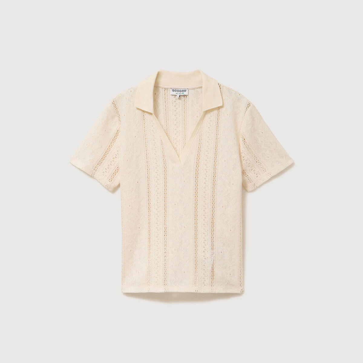 Polo ajust&eacute; manches courtes dentelle ivoire femme