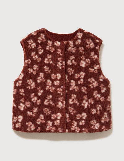Gilet sans manches r&eacute;versible rouge fonc&eacute; femme