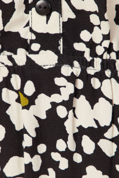 Robe longue évasée volantée noir femme