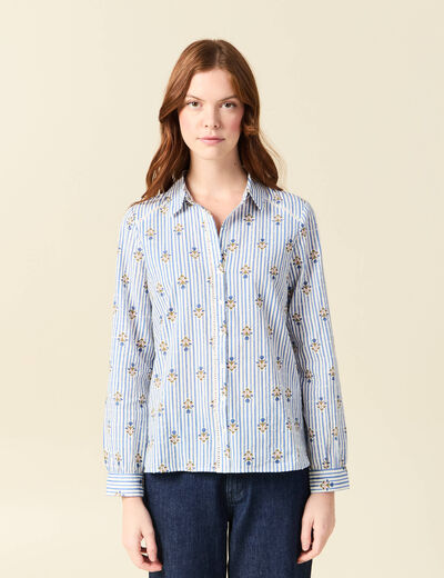 Chemise manches longues bleu ciel femme