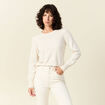 Pull manches longues creme femme