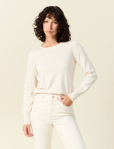 Pull manches longues creme femme