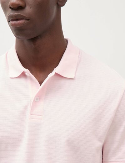 Polo cintr&eacute; en coton manches courtes rose homme