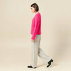Pull manches longues col rond rose femme