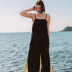 Combinaison salopette col carr&eacute; noir femme