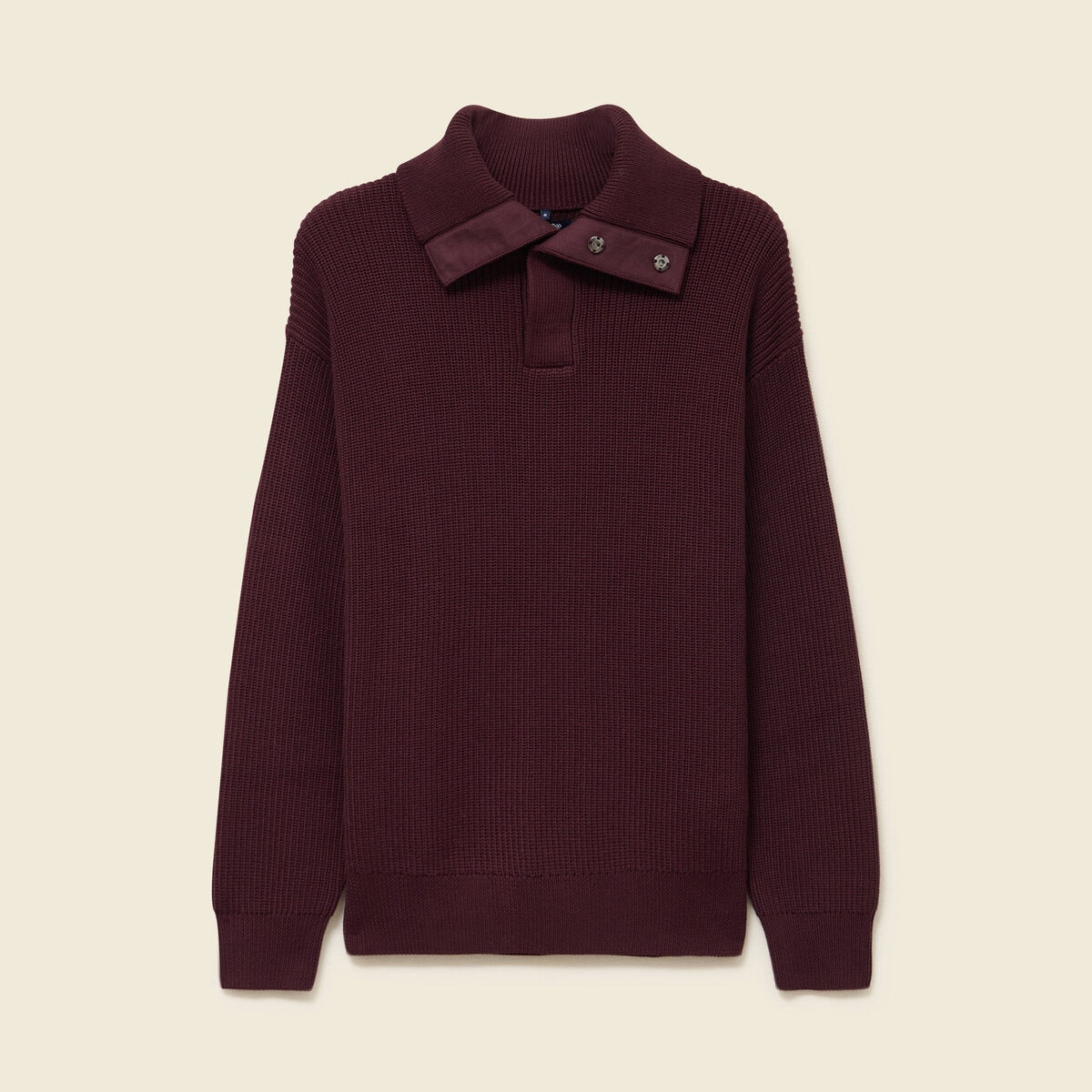 Pull droit manches longues bordeaux homme