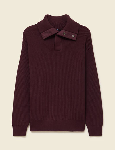 Pull droit manches longues bordeaux homme