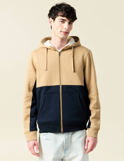 Sweat zippé à capuche bleu marine homme