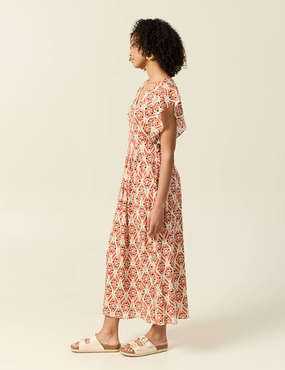 Robe longue droite fluide terracotta femme