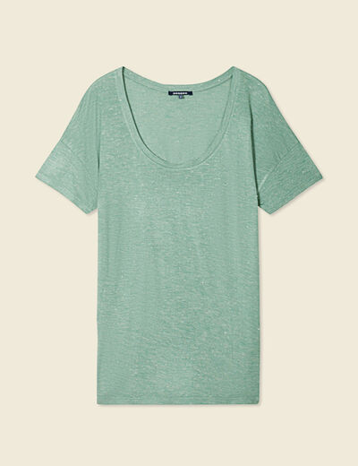 T-shirt manches courtes brillant vert foncé femme