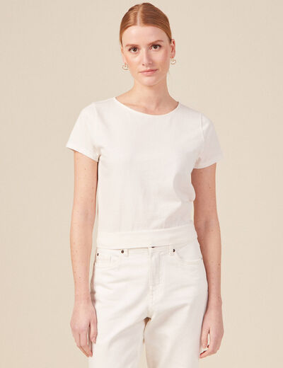T-shirt manches courtes creme femme