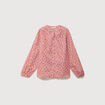 Chemise ample en coton col rond rose corail femme