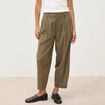 Pantalon barrel vert olive femme
