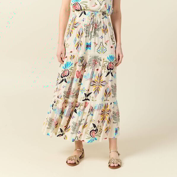 jupe longue evasee blanc femme Jupe longue évasée blanc femme