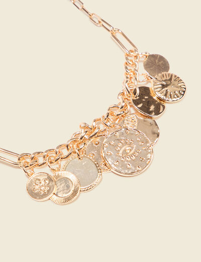 Collier avec médaillons couleur or femme