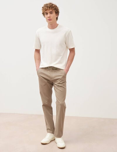 Pantalon straight longueur 32 ceinture taupe homme