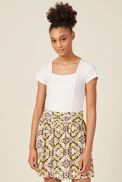 T-shirt manches courtes ecru femme