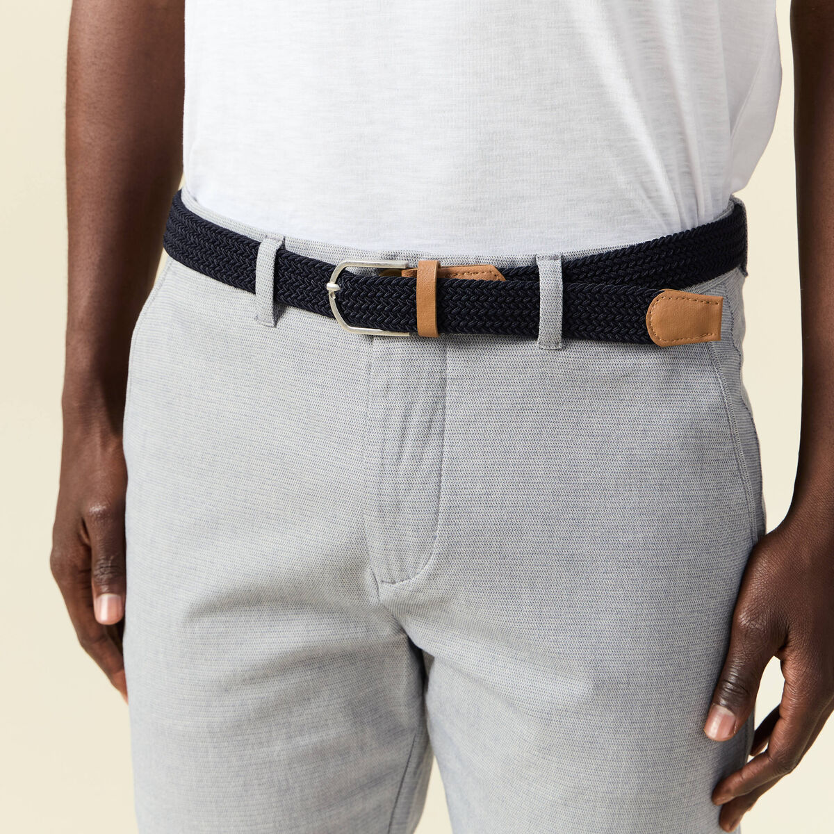 Pantalon chino straight bleu gris homme