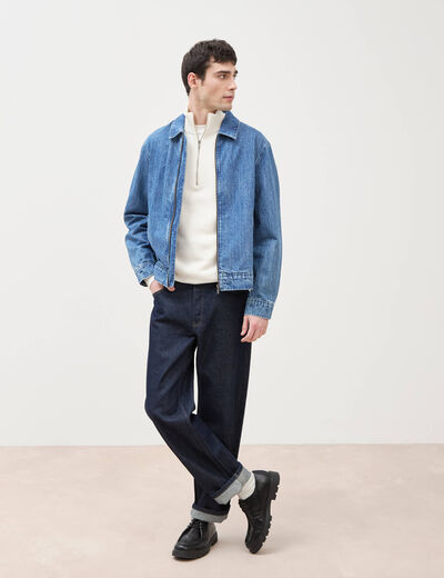 Pull col camionneur ecru homme