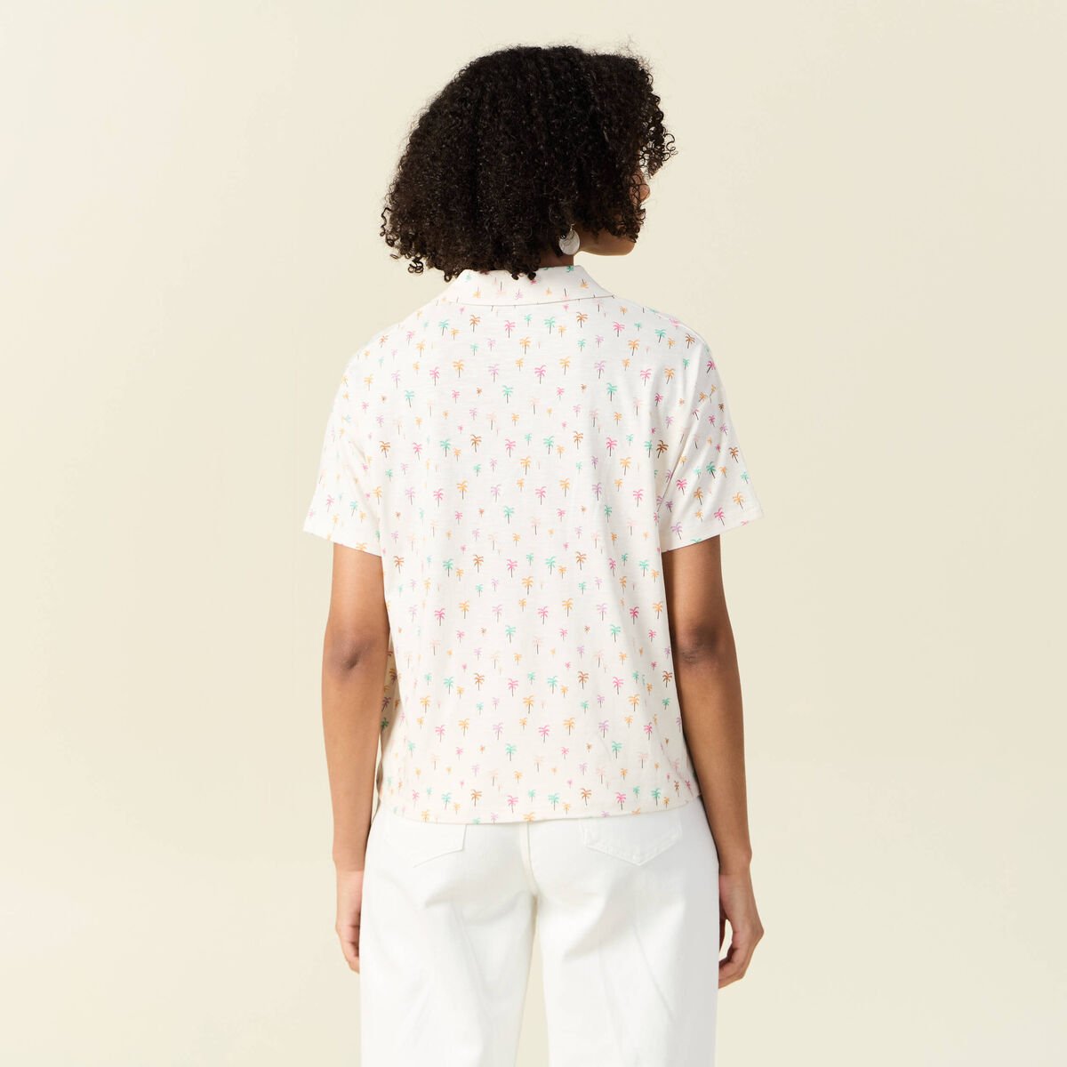 T-shirt manches courtes brodé blanc femme