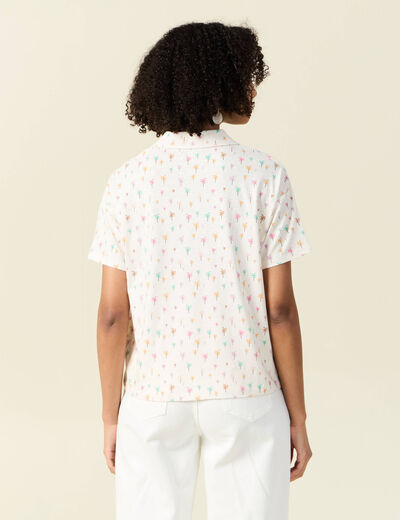 T-shirt manches courtes brodé blanc femme